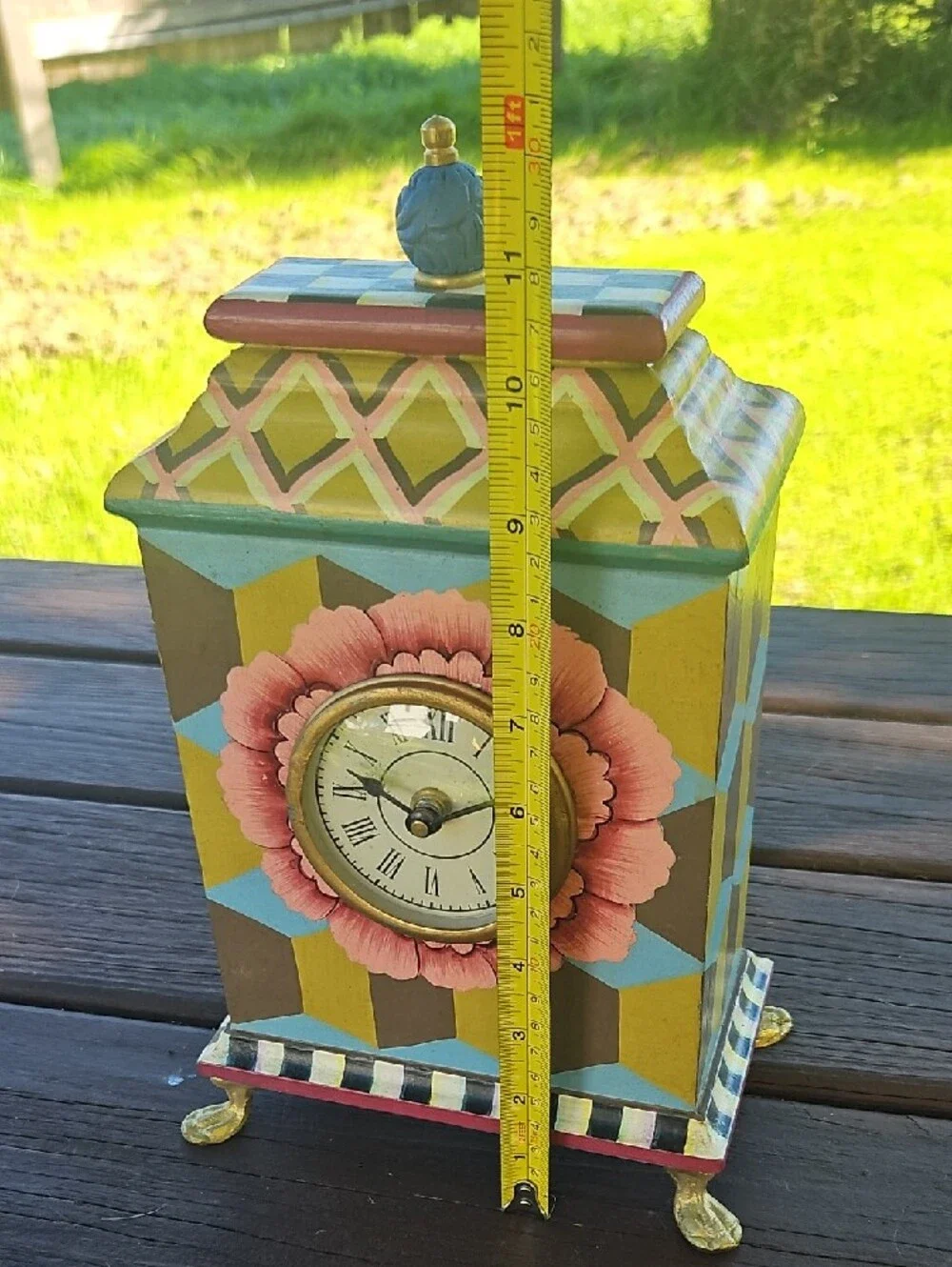 MKC Hand-Painted Floral Accent Clock